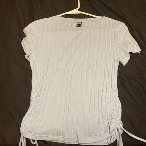 baby blue ribbed tee shirt